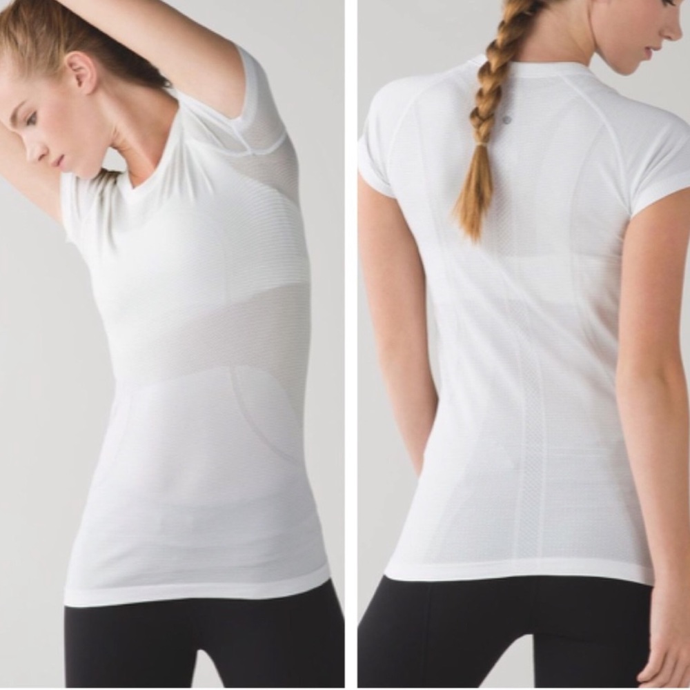 White lululemon swiftly shortsleeve shirt